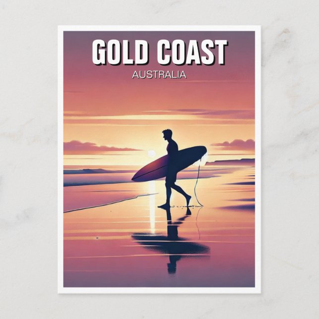 Carte Postale Surfer moderne Sunset Gold Coast Australie (Devant)