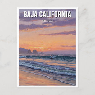 Carte Postale Surfer Sunset Basse Californie