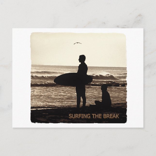 Carte Postale surfer sur la pause (Devant)