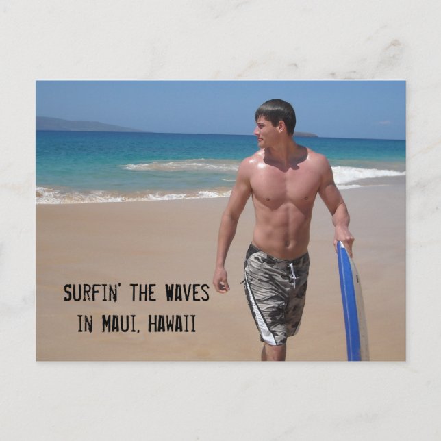 Carte Postale Surfer sur la vague... (Devant)