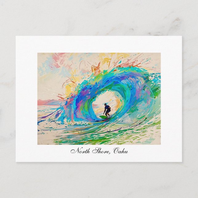 Carte Postale Surfer sur le tonneau (Devant)