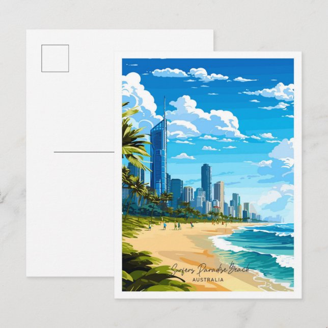 Carte Postale Surfers Paradise Beach Australie Voyage (Devant / Derrière)