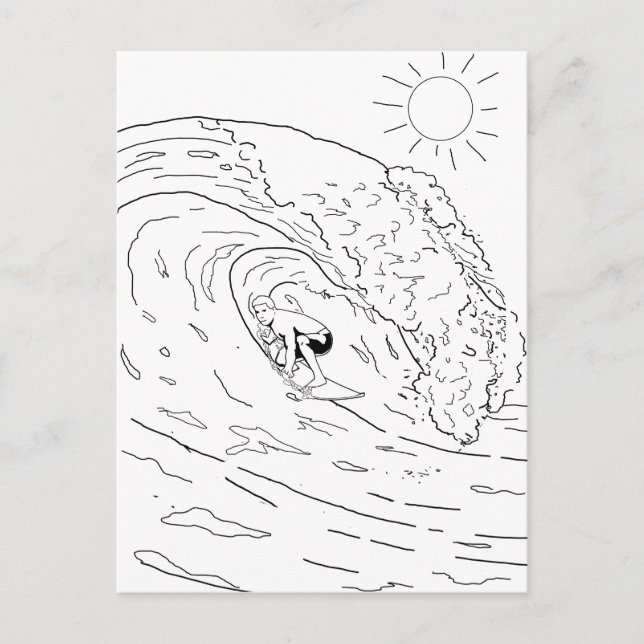 Carte postale Surfing Adulte Coloring (Devant)