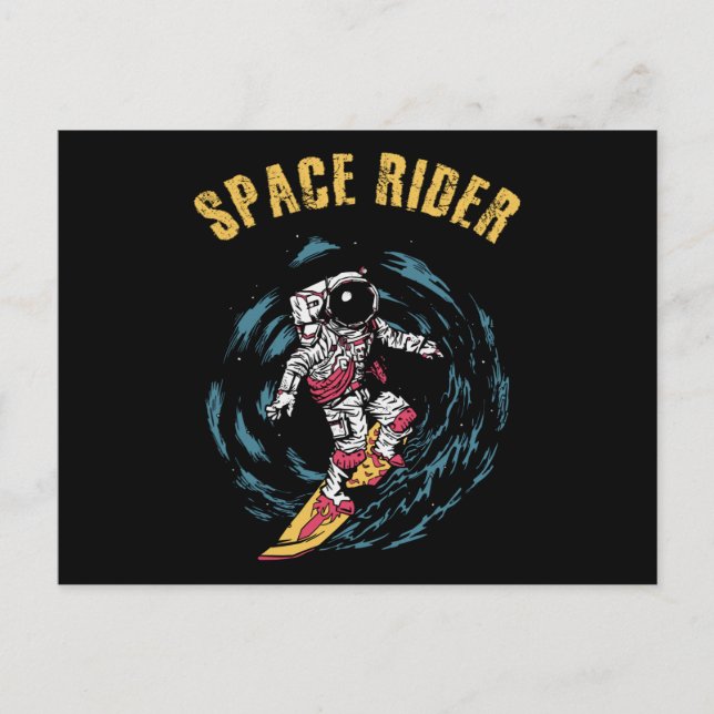 Carte Postale Surfing Astronaut Space Rider Surfer (Devant)
