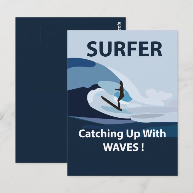 Carte Postale Surfing Surfer Beach  (Devant / Derrière)