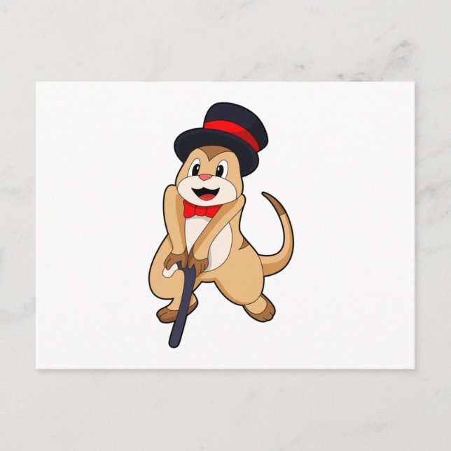 Carte Postale Suricate à la retraite avec canne (Devant)