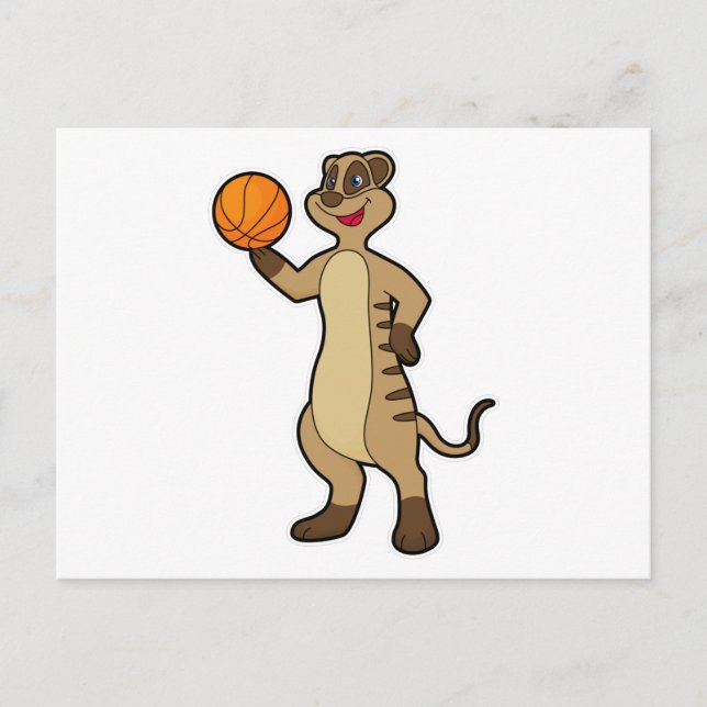 Carte Postale Suricate au Basket-ball Sports (Devant)