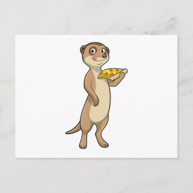 Carte Postale Suricate avec une pizza (Devant)