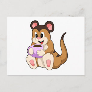 Carte Postale Suricate avec une tasse de café