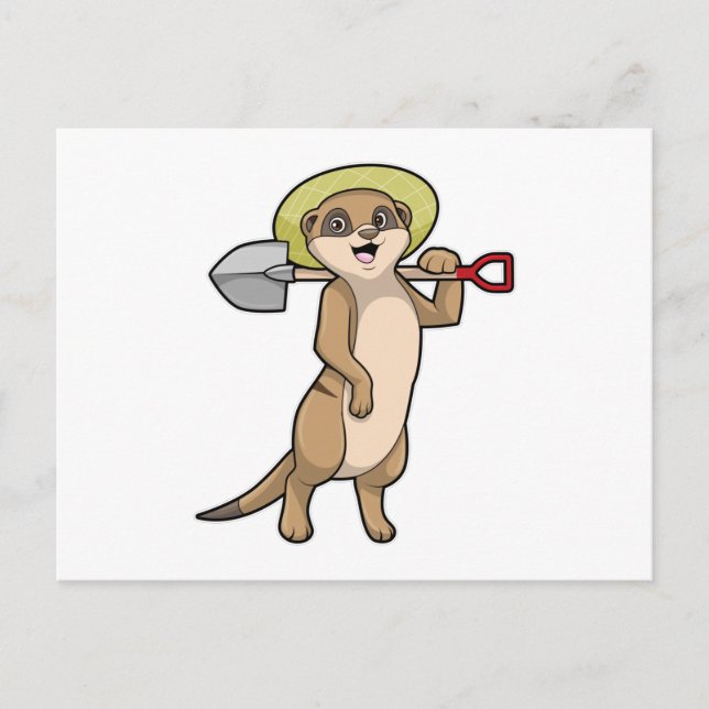 Carte Postale Suricate en agriculteur avec pelle (Devant)