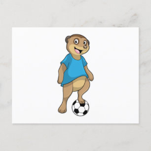 Carte Postale Suricate en joueur de football avec ballon de foot