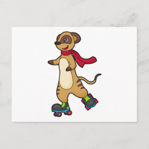 Carte Postale Suricate en patineur avec des rollers