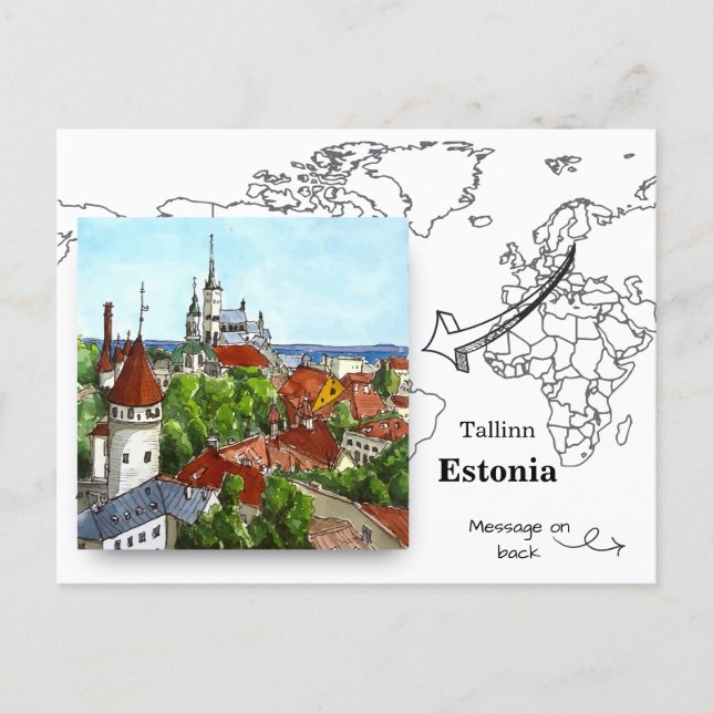 Carte Postale Surplombant Tallinn, Estonie (Devant)
