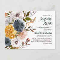 Surprise 30e Anniversaire Jaune Bleu Marine Floral