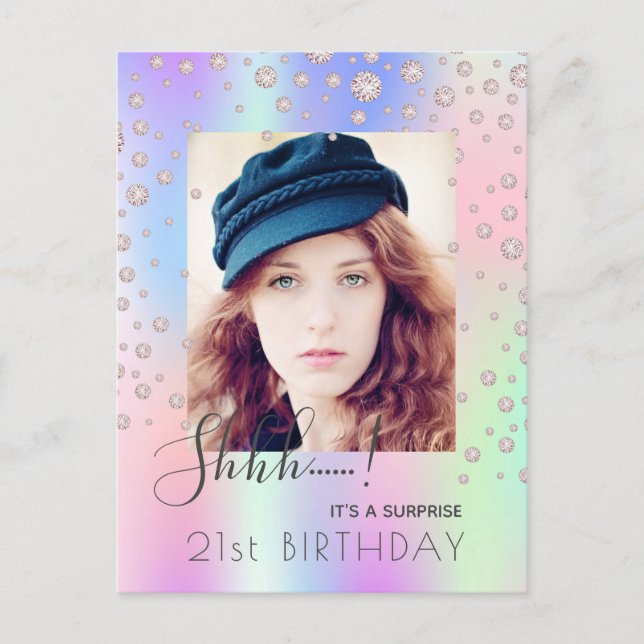 Carte Postale Surprise Anniversaire photo rainbow diamant invita (Devant)