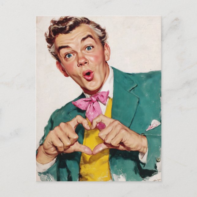 Carte Postale Surprise Cœur Vintage Gesture (Devant)