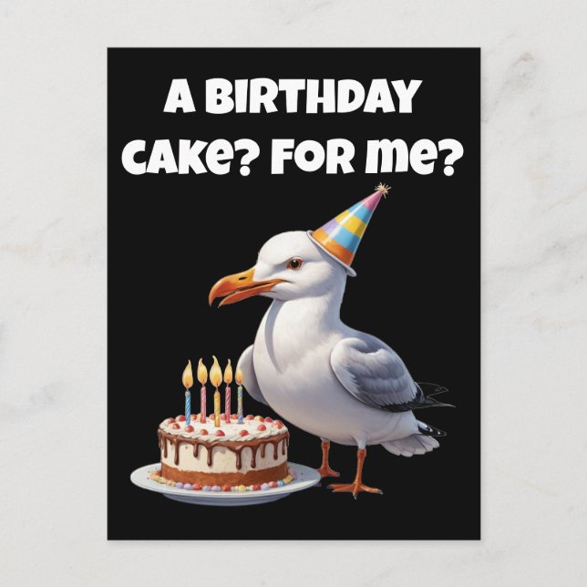 Carte Postale Surprise d'anniversaire de mouette – Gâteau pas sû (Devant)