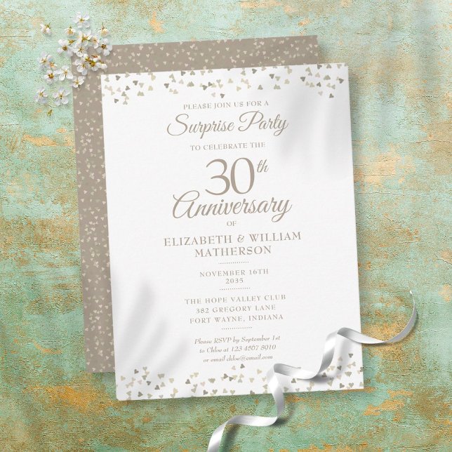 Carte Postale Surprise fête 30 ans cœurs Confettis (Créateur téléchargé)