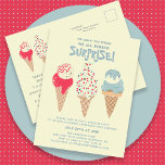 Carte Postale Surprise Party Ice Cream 60e anniversaire Invitati<br><div class="desc">Nouveau pour l'été 2024. Notre carte postale invitation "Ice Cream,  You Scream We Scream Surprise !". Trois cônes de crème glacée à l'aquarelle rétro avec des glaces patriotiques rouges,  blanches et bleues et des arrosées occupent le centre de la scène au-dessus des détails de votre fête d'anniversaire.</div>