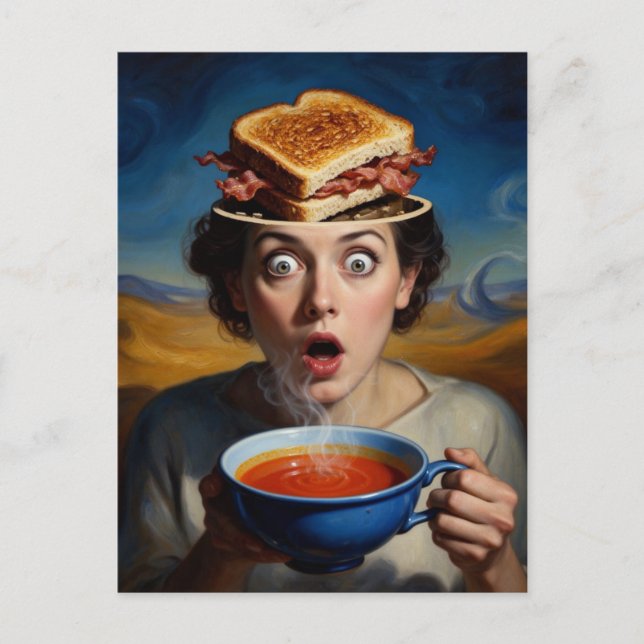 Carte Postale Surreal Bacon Sandwich and Soup (Devant)