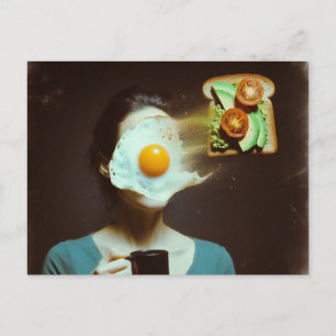 Carte Postale Surreal Breakfast femme Toast et oeufs