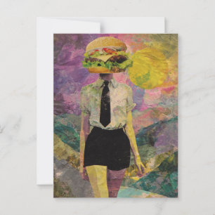 Carte Postale Surreal Cheeseburger Femme Médias mixtes