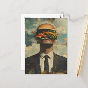 Carte Postale Surreal Cheeseburger Man