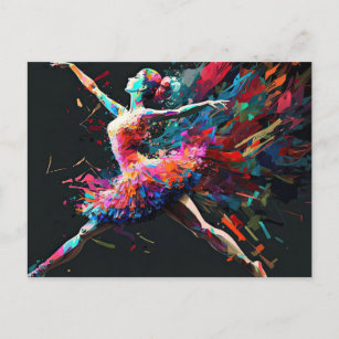 Carte Postale Surreal Color Splash Dancing Ballerina