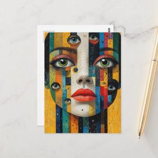 Carte Postale Surreal Colorful Face With Lots of Eyes