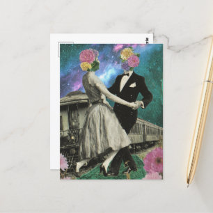 Carte Postale Surreal Dancing Flower People et train