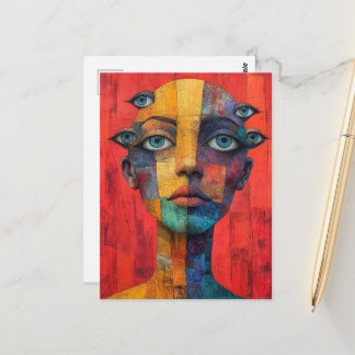Carte Postale Surreal Face With Lots of Eyes