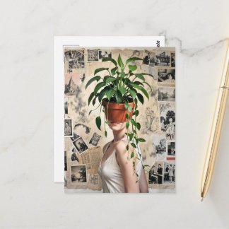 Carte Postale Surreal Flower Pot Green Plants Woman