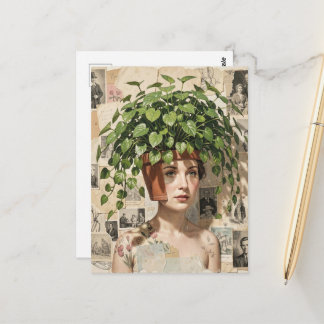 Carte Postale Surreal Flower Pot Woman