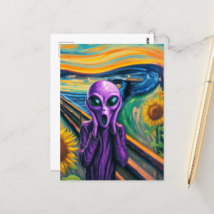 Carte Postale Surreal hurle violet Alien