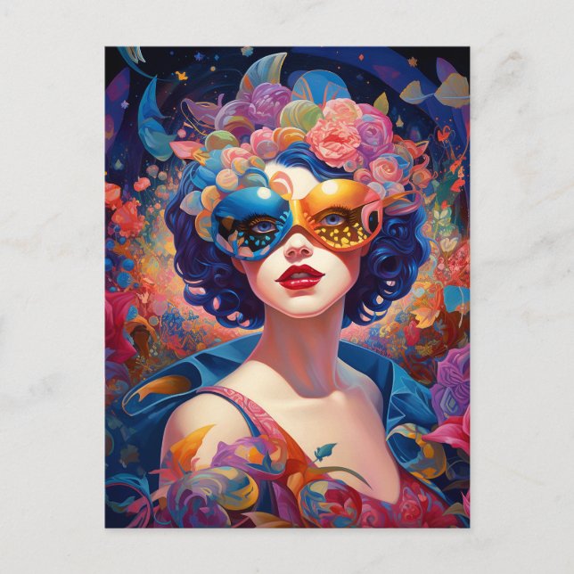 Carte Postale Surreal Lady Imaginaire Art (Devant)