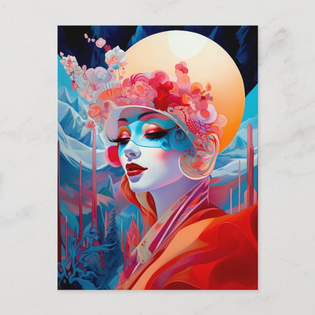 Carte Postale Surreal Lady Imaginaire Art (Devant)