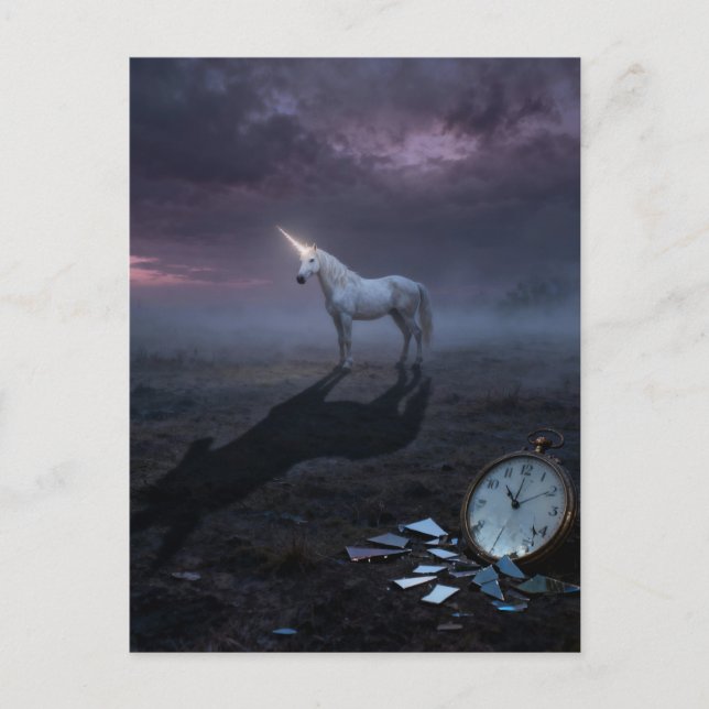 Carte Postale Surreal landscape and a unicorn  (Devant)