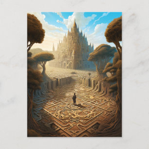 Carte Postale Surreal Maze Château Paysage Imaginaire Art