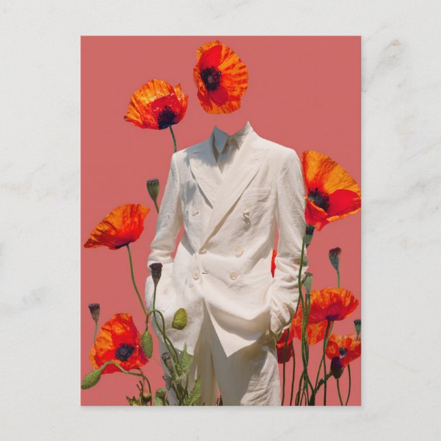 Carte Postale Surreal Person et Fleurs rouges Collage multimédia (Devant)