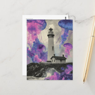 Carte Postale Surreal Purple méduse au phare