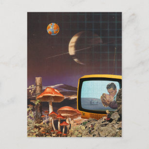 Carte Postale Surreal Retro Futurism Space Collage Art