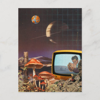 Carte Postale Surreal Retro Futurism Space Collage Art