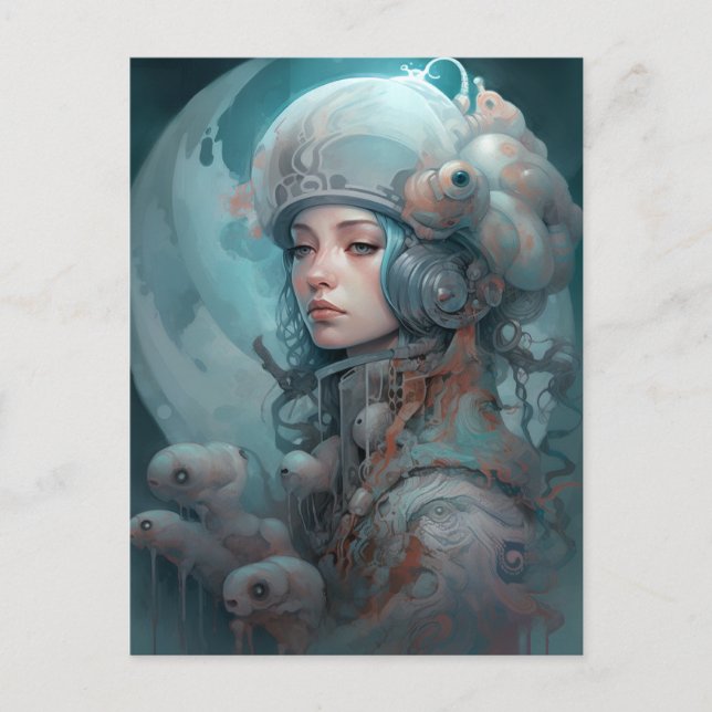 Carte Postale Surreal Science Fiction Femme & Créatures (Devant)
