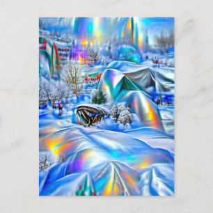 Carte Postale Surreal Winter Wonderland avec lumière Iridescente