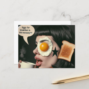 Carte Postale Surreal Woman Morning Coffee Eggs dans cette écono
