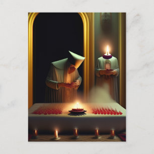 Carte postale surréaliste de rituel étrange