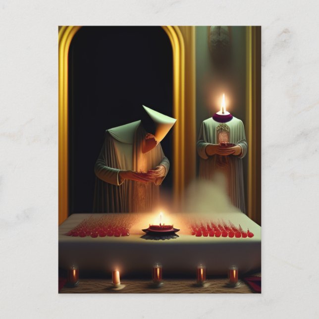 Carte postale surréaliste de rituel étrange (Devant)