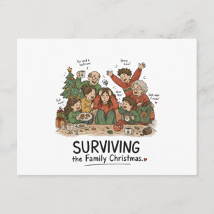 Carte Postale Survivre au Noël en famille – Drôle de famille