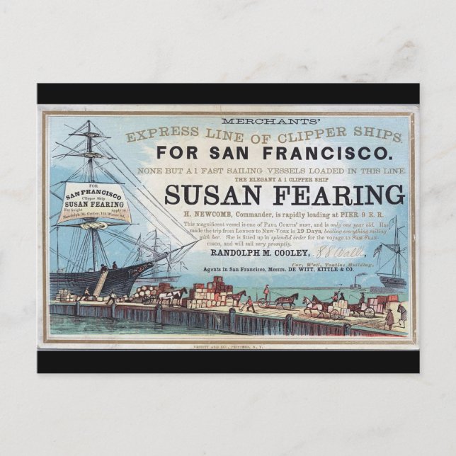 Carte Postale Susan Fear Clipper voilier navire 1900 (Devant)