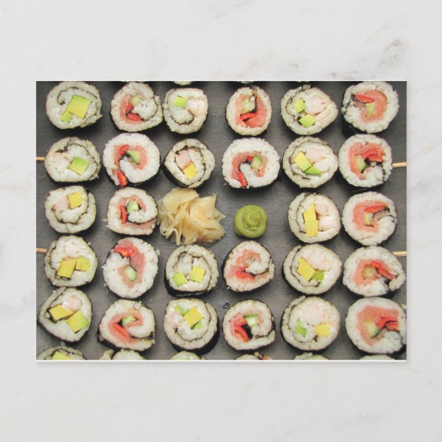 Carte Postale Sushi Avec Wasabi Et Gingembre (Devant)